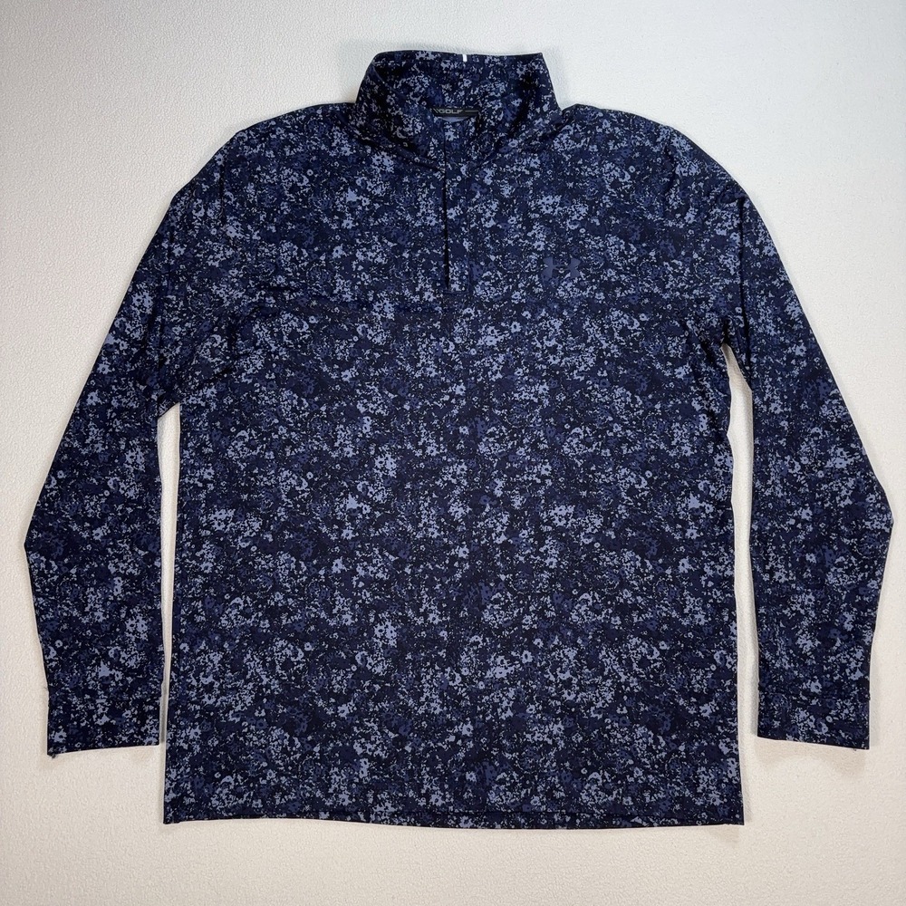 Under Armour Playoff Printed 1/4 Zip Men's M Navy Camo Stretch Golf Performance